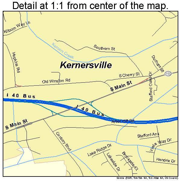 Kernersville, North Carolina road map detail