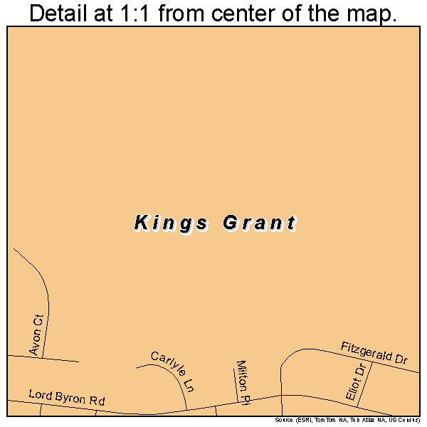 Kings Grant, North Carolina road map detail