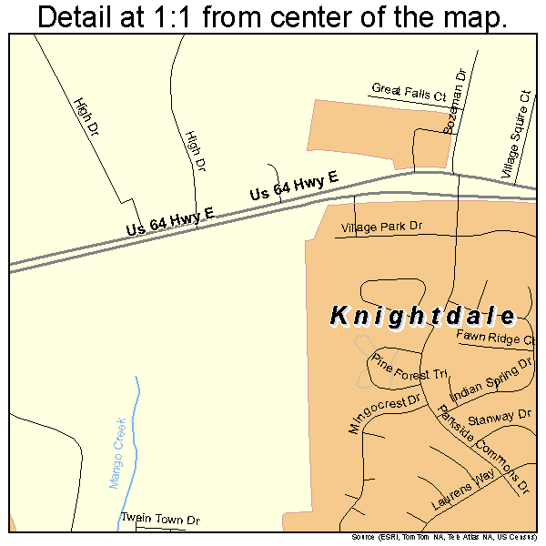 Knightdale, North Carolina road map detail