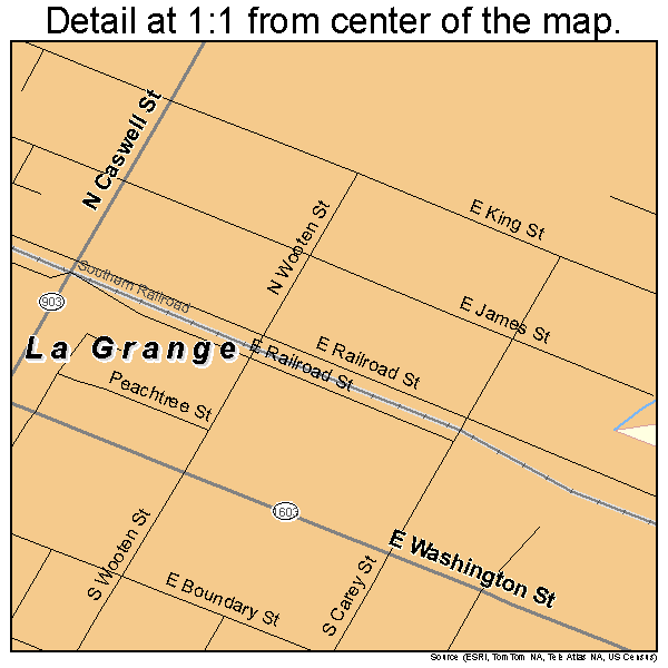 La Grange, North Carolina road map detail