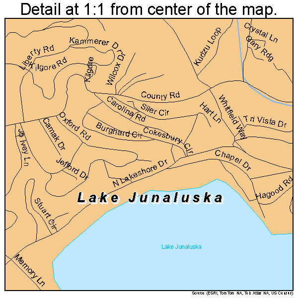 Lake Junaluska, North Carolina road map detail