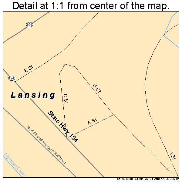 Lansing, North Carolina road map detail