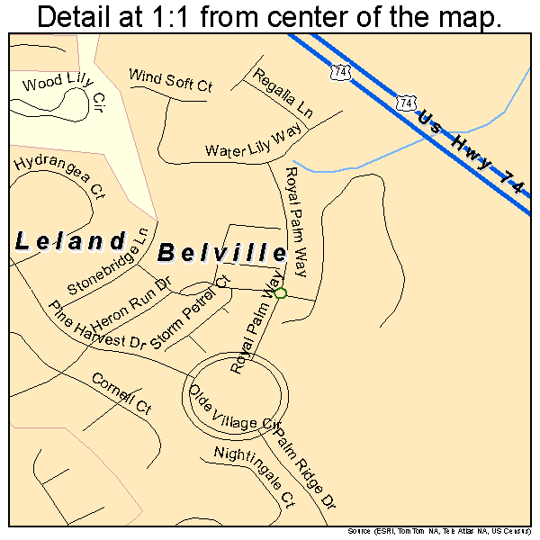 Leland, North Carolina road map detail