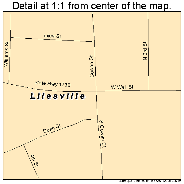 Lilesville, North Carolina road map detail