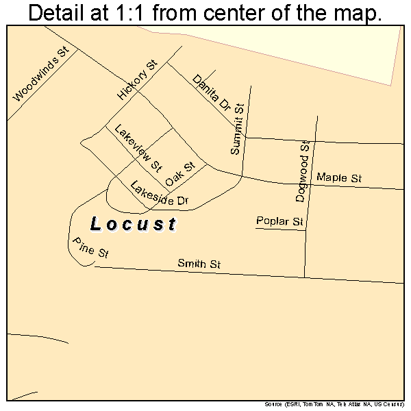 Locust, North Carolina road map detail