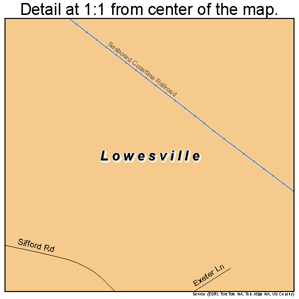 Lowesville, North Carolina road map detail