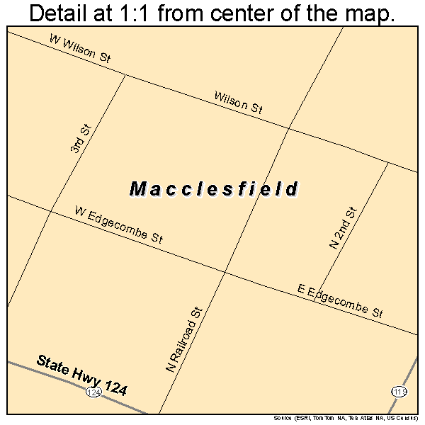 Macclesfield, North Carolina road map detail