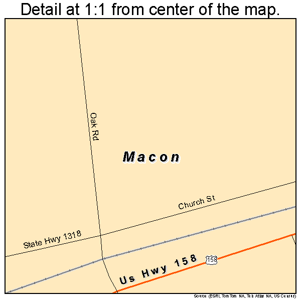 Macon, North Carolina road map detail