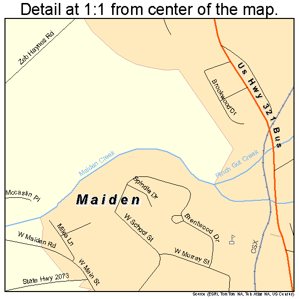 Maiden, North Carolina road map detail