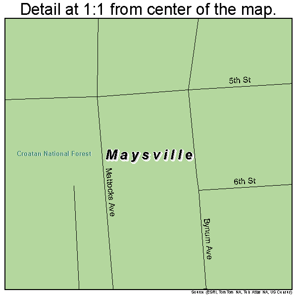 Maysville, North Carolina road map detail