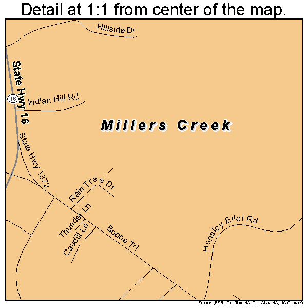 Millers Creek, North Carolina road map detail
