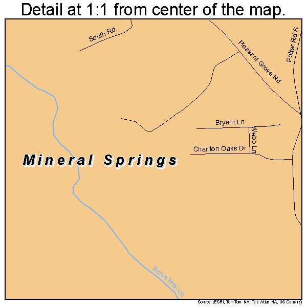 Mineral Springs, North Carolina road map detail