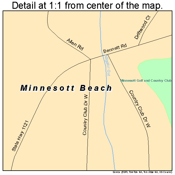 Minnesott Beach, North Carolina road map detail