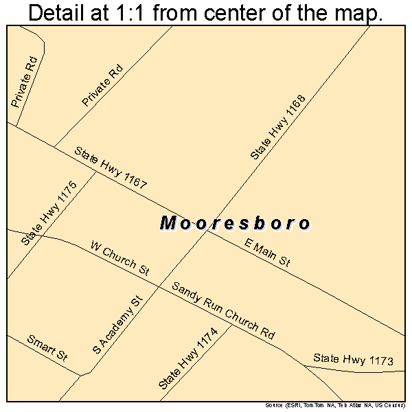 Mooresboro, North Carolina road map detail