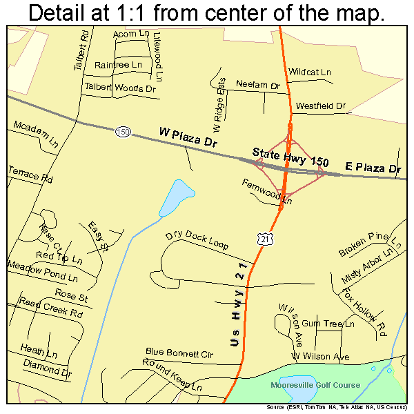 Mooresville, North Carolina road map detail