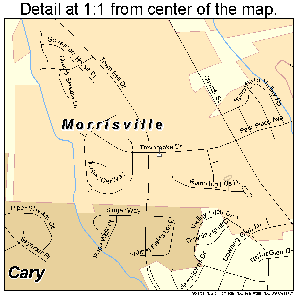 Morrisville, North Carolina road map detail