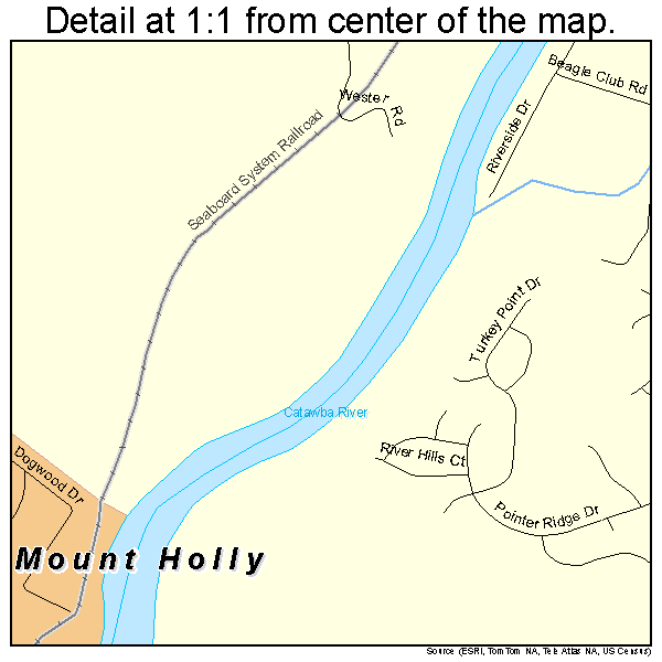 Mount Holly, North Carolina road map detail