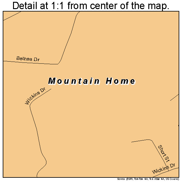 Mountain Home, North Carolina road map detail