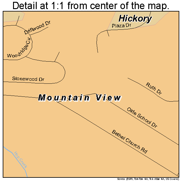 Mountain View, North Carolina road map detail