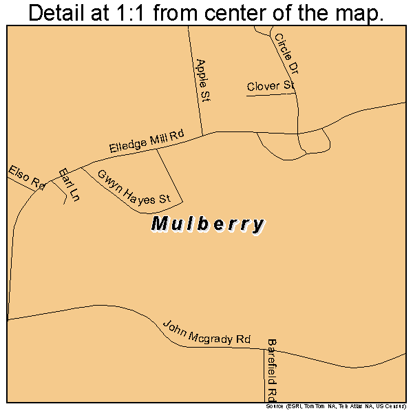 Mulberry, North Carolina road map detail