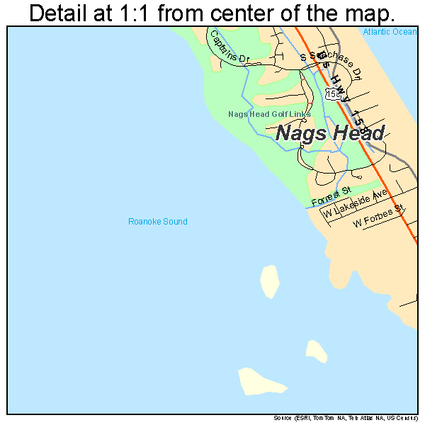 Nags Head, North Carolina road map detail