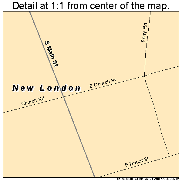 New London, North Carolina road map detail