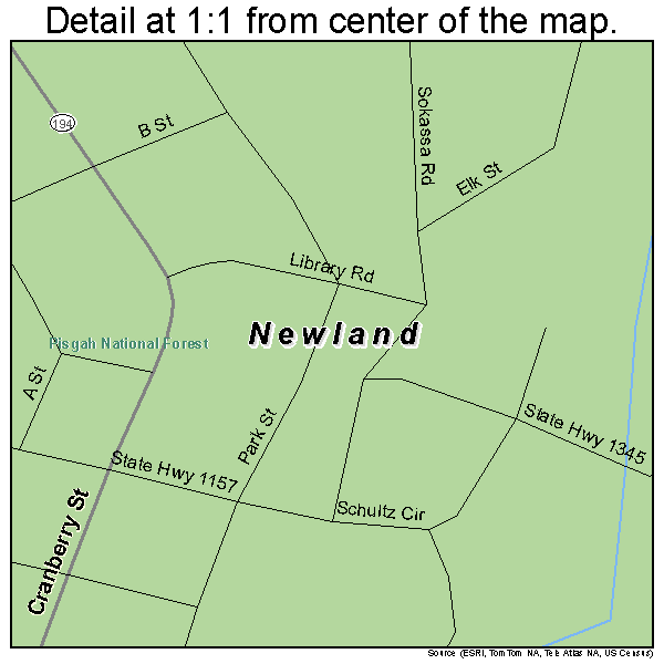 Newland, North Carolina road map detail