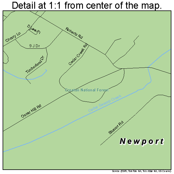 Newport, North Carolina road map detail