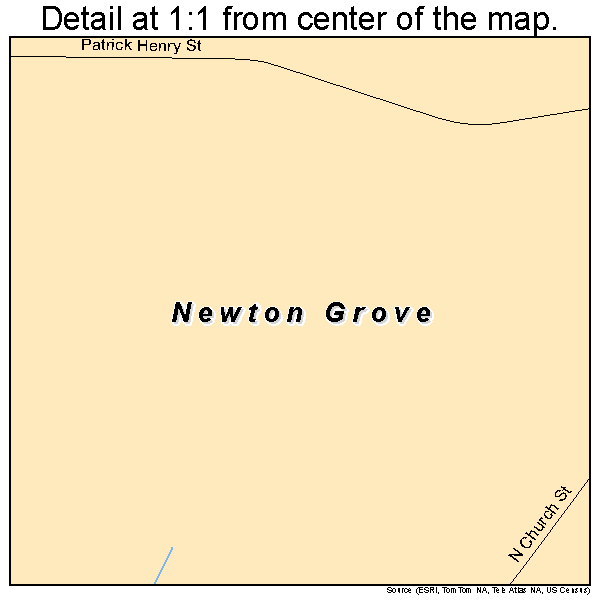 Newton Grove, North Carolina road map detail