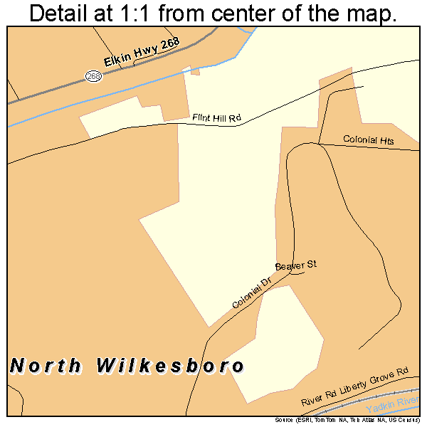 North Wilkesboro, North Carolina road map detail