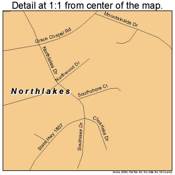 Northlakes, North Carolina road map detail