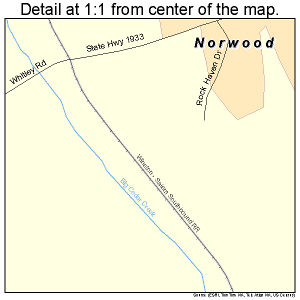 Norwood, North Carolina road map detail