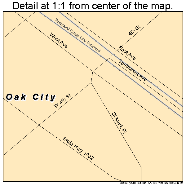 Oak City, North Carolina road map detail