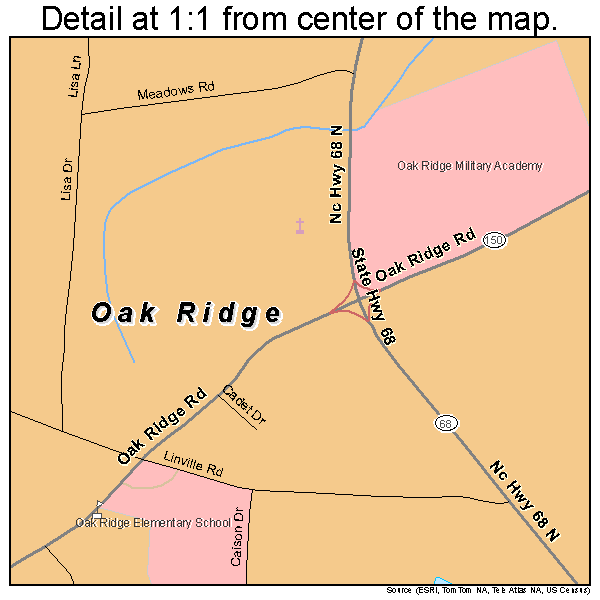 Oak Ridge, North Carolina road map detail