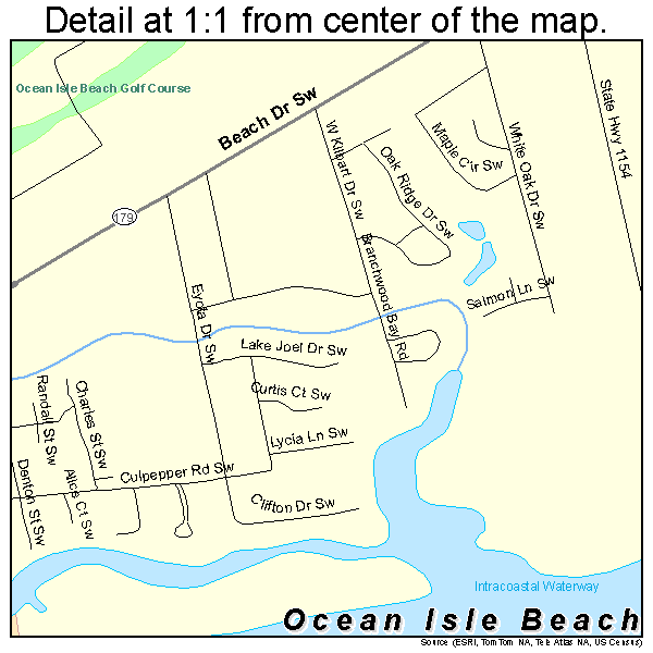 Ocean Isle Beach, North Carolina road map detail