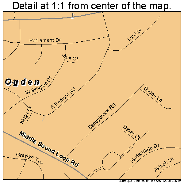Ogden, North Carolina road map detail