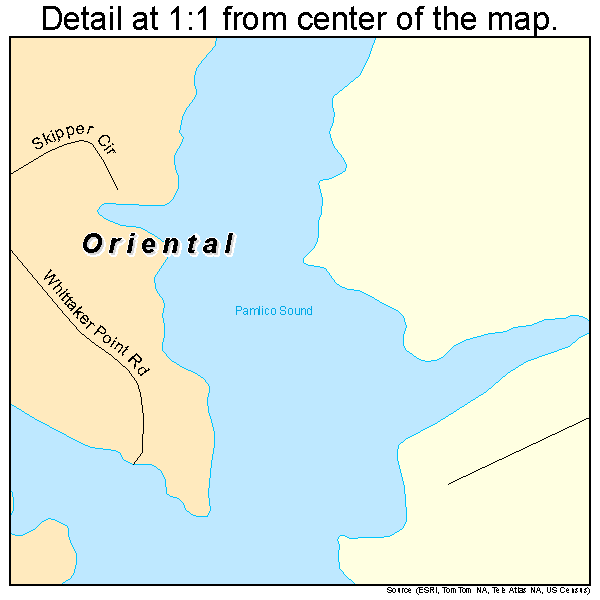 Oriental, North Carolina road map detail