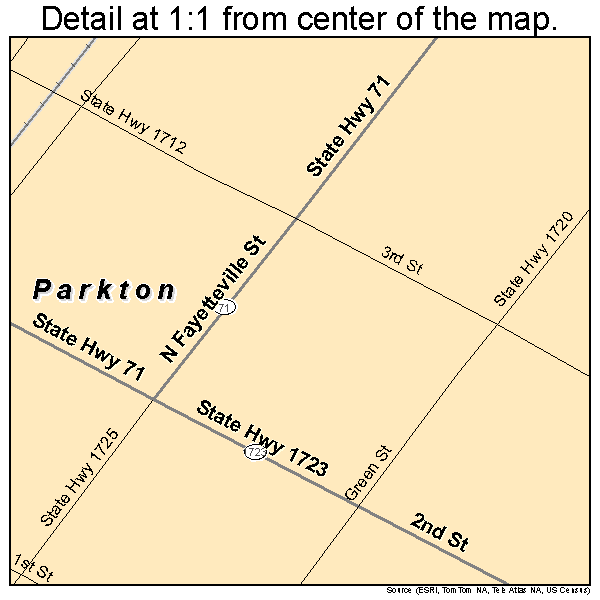 Parkton, North Carolina road map detail