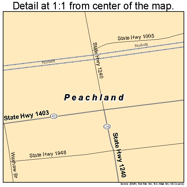 Peachland, North Carolina road map detail