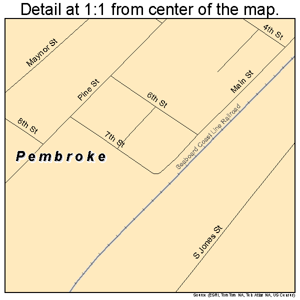 Pembroke, North Carolina road map detail