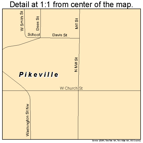 Pikeville, North Carolina road map detail