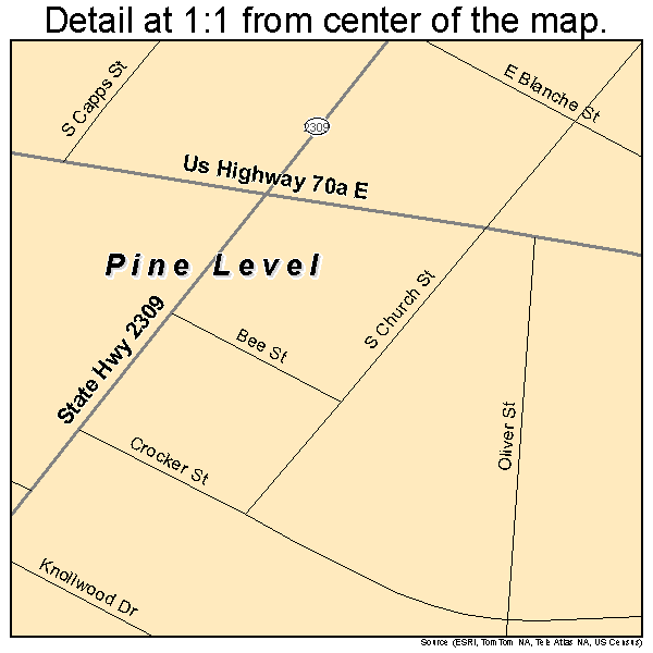 Pine Level, North Carolina road map detail