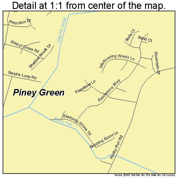 Piney Green, North Carolina road map detail
