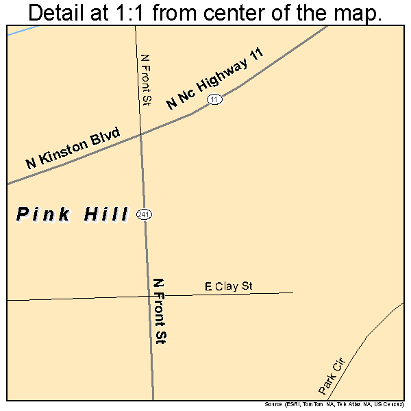 Pink Hill, North Carolina road map detail