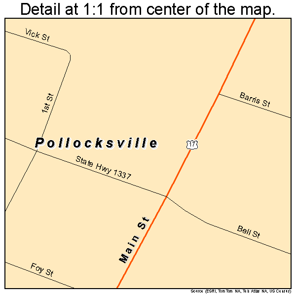 Pollocksville, North Carolina road map detail