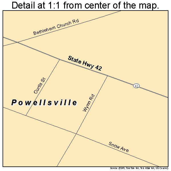 Powellsville, North Carolina road map detail