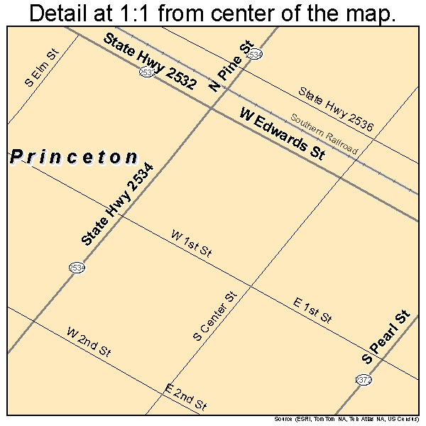 Princeton, North Carolina road map detail