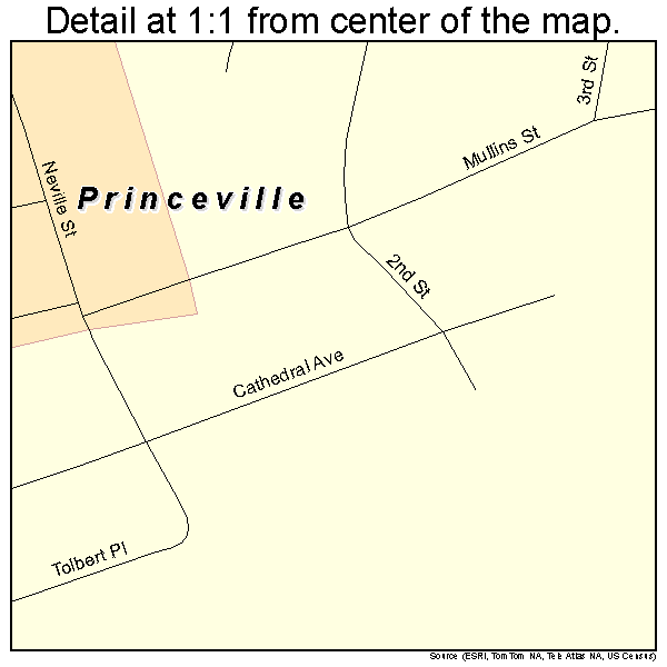 Princeville, North Carolina road map detail