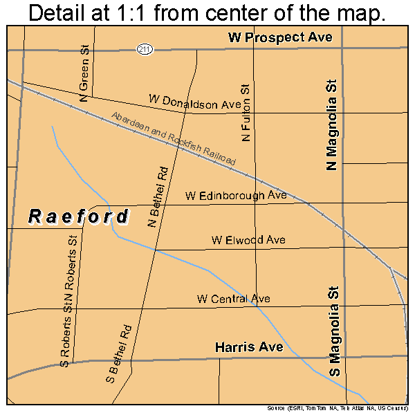 Raeford, North Carolina road map detail
