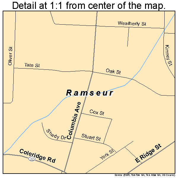 Ramseur, North Carolina road map detail
